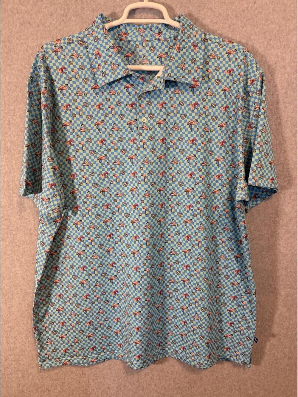 Pardy Hardy Golf Polo Disco Flamingo 2XL